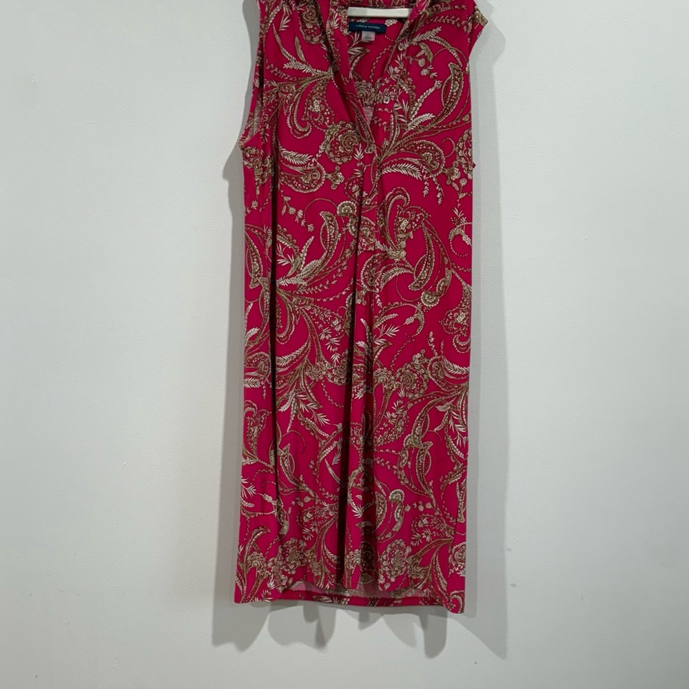 Tommy Hilfiger Sleeveless Paisley Shirt Dress – Pink/Gold
